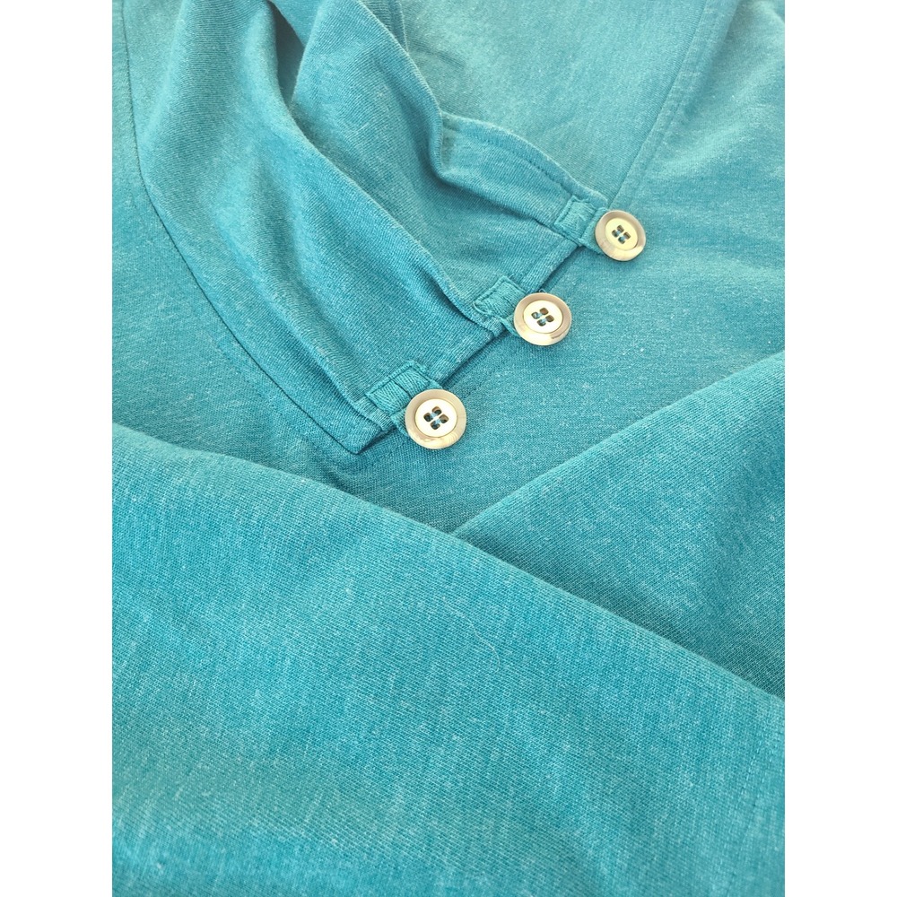 Soft Surroundings Brinley Teal Cowl Neck Button Tunic Sweatshirt L 2EZ87 599FA22 - Picture 4 of 8